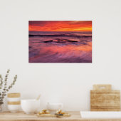 Poster Plage de Windansea, coucher de soleil rouge (Cuisine)