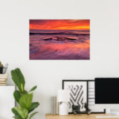 Poster Plage de Windansea, coucher de soleil rouge (Bureau à domicile)