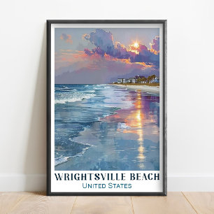 Poster Plage de Wrightsville Art - Art de Wrightsville -
