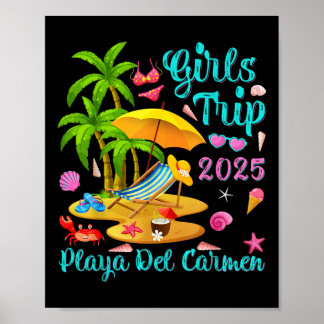 Poster Plage Del Carmen Mexique Été Voyage de Filles 20