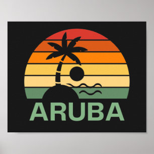 Poster Plage d'été d'Aruba Vintage Palm Trees