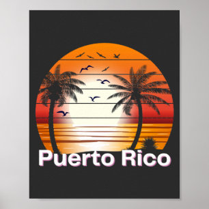 Poster Plage d'été Porto Rico Vintage Palm Trees