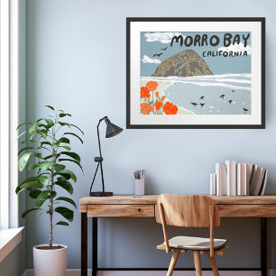 Poster Plage d'illustration de Morro Bay Central Californ