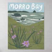 Poster Plage d'illustration de Morro Bay Fleur sauvage Ca (Devant)