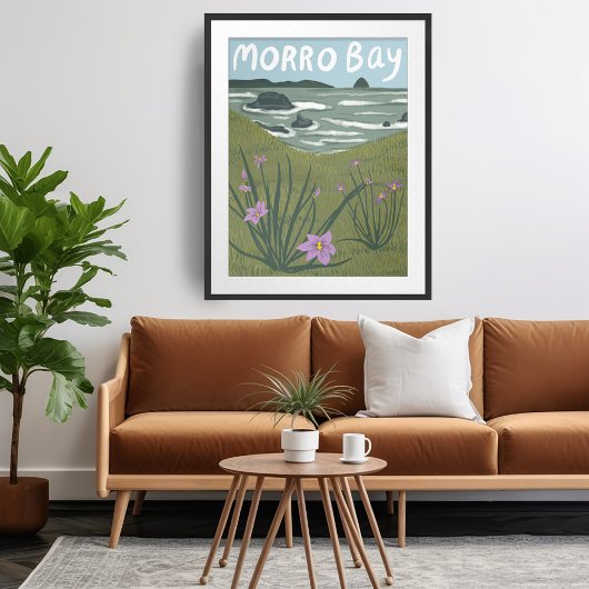 Poster Plage d'illustration de Morro Bay Fleur sauvage Ca