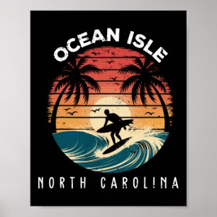 Poster Plage d'Ocean Isle Caroline du Nord Planche de sur