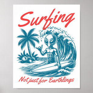 Poster Plage drôle de surf Ufp Ufo pas seulement pour les