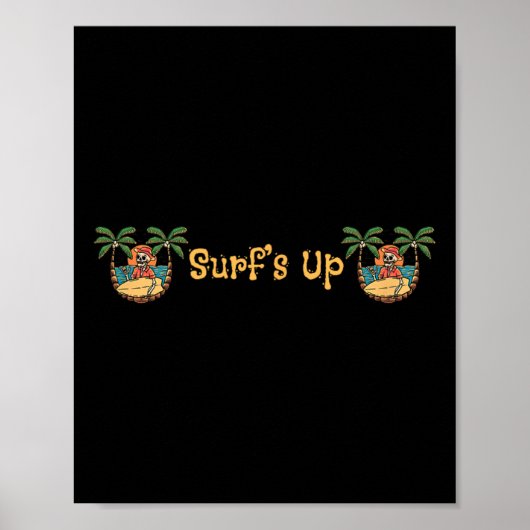 Poster Plage Drôle Soleil Surfant Squelette Jacksonville (Devant)