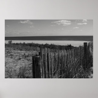 Poster Plage du New Jersey noir et blanc