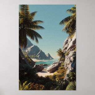 Poster Plage du Paradis tropical - Art côtier Pittoresque