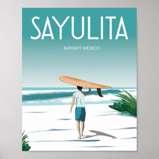 Poster Plage du surf de Saylutina mexico