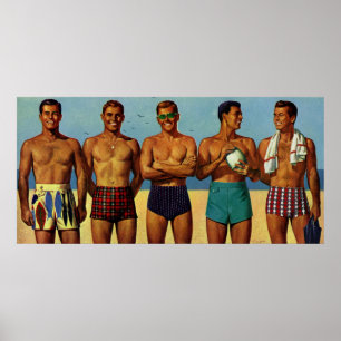 Poster Plage Dudes des années 1950