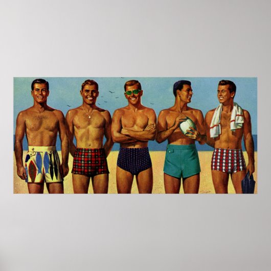 Poster Plage Dudes des années 1950 (Devant)