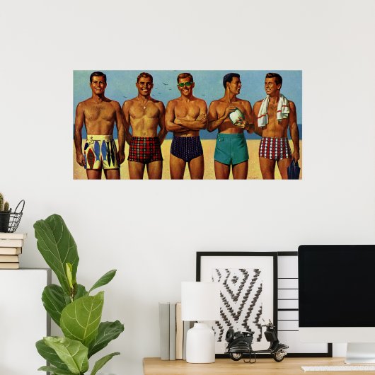 Poster Plage Dudes des années 1950 (Bureau à domicile)