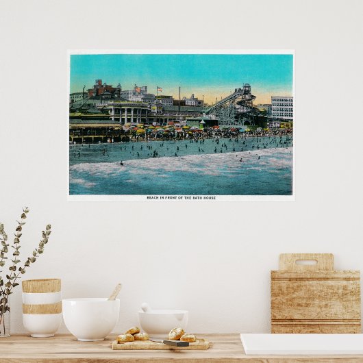 Poster Plage en face du Bath House, Long Beach (Cuisine)