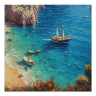 Poster Plage en Grèce