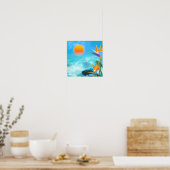 Poster PLAGE ENSOLEILLÉE Oiseaux du paradis (Cuisine)