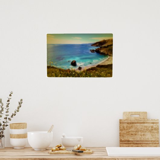Poster Plage et baie, Pacific Coast Highway (Cuisine)