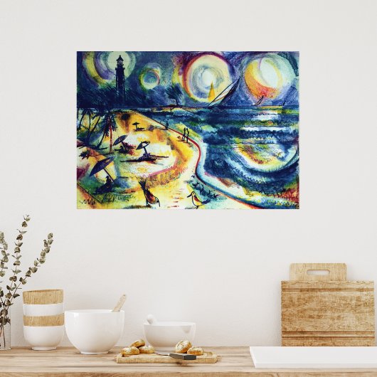 Poster Plage et phare 3 (Cuisine)