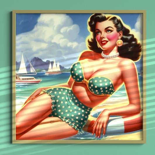 Poster Plage Été Vintage Pin-up