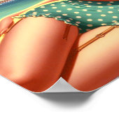 Poster Plage Été Vintage Pin-up (Coin)