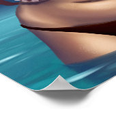 Poster Plage fille contre Octopus (Coin)