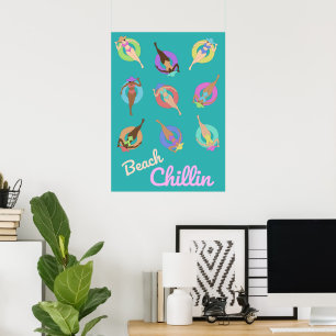 Poster Plage Filles Enfant
