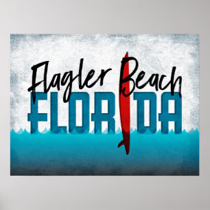 Poster Plage Flagler Floride Surf Surf