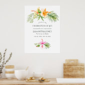 Poster Plage florale tropicale Célébration de la vie Bien (Cuisine)