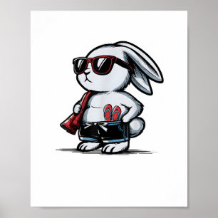 Poster Plage Lapin Bunny Beach Goer été