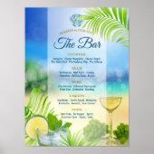 Poster Plage Mariage Mojito Vin Palm Open Bar Menu (Devant)