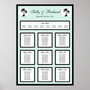 Poster Plage Mariage Palm Tree Table Plan de siège Imprim