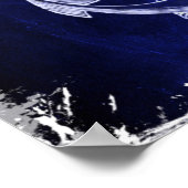 Poster plage marine bleu côtier chic ancre nautique (Coin)