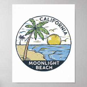 Poster Plage Moonlight San Diego Californie