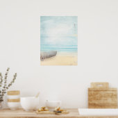 Poster Plage nautique avec Rowboat & Fishing Net (Cuisine)