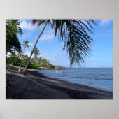Poster Plage noire tropicale d'Hawaii (Devant)