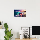 Poster Plage océanique avec étoile de mer violette (Bureau à domicile)