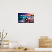 Poster Plage océanique avec étoile de mer violette (Cuisine)