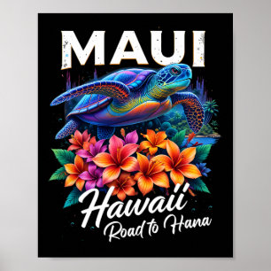 Poster Plage océanique hawaïenne Maui Hawaï Tortue Vacanc