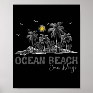 Poster Plage Océanique San Diego Californie Filles Vintag