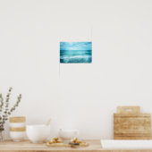 Poster Plage Retro - Océan côtier Aquarelle bleu Turquois (Cuisine)