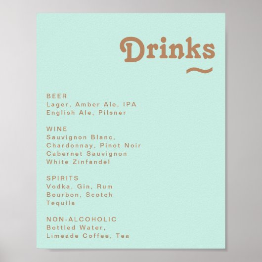 Poster Plage Rétro | Panneau de Menu de Boissons de Maria (Devant)