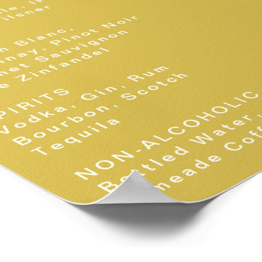 Poster Plage Retro | Panneau Menu des boissons Mariage or (Coin)