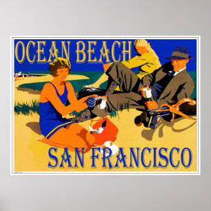 Poster Plage rétro plage de San Francisco, la Californie
