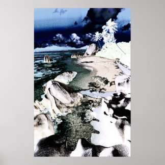 Poster plage rocheuse