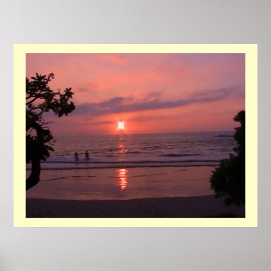 Poster Plage romantique Hawaii Sunset Ocean Beach (Devant)