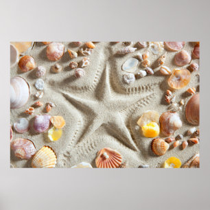 Poster Plage Sable Blanc Coquillage