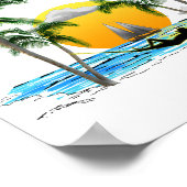 Poster Plage Sunset Waikiki Hawaii (Coin)