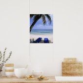Poster Plage, Transat, Palmier, Horizon Sur (Cuisine)