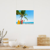 Poster Plage Tropical Surfboard (Cuisine)